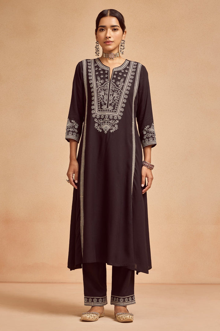 Black Embroidered Kurta Set