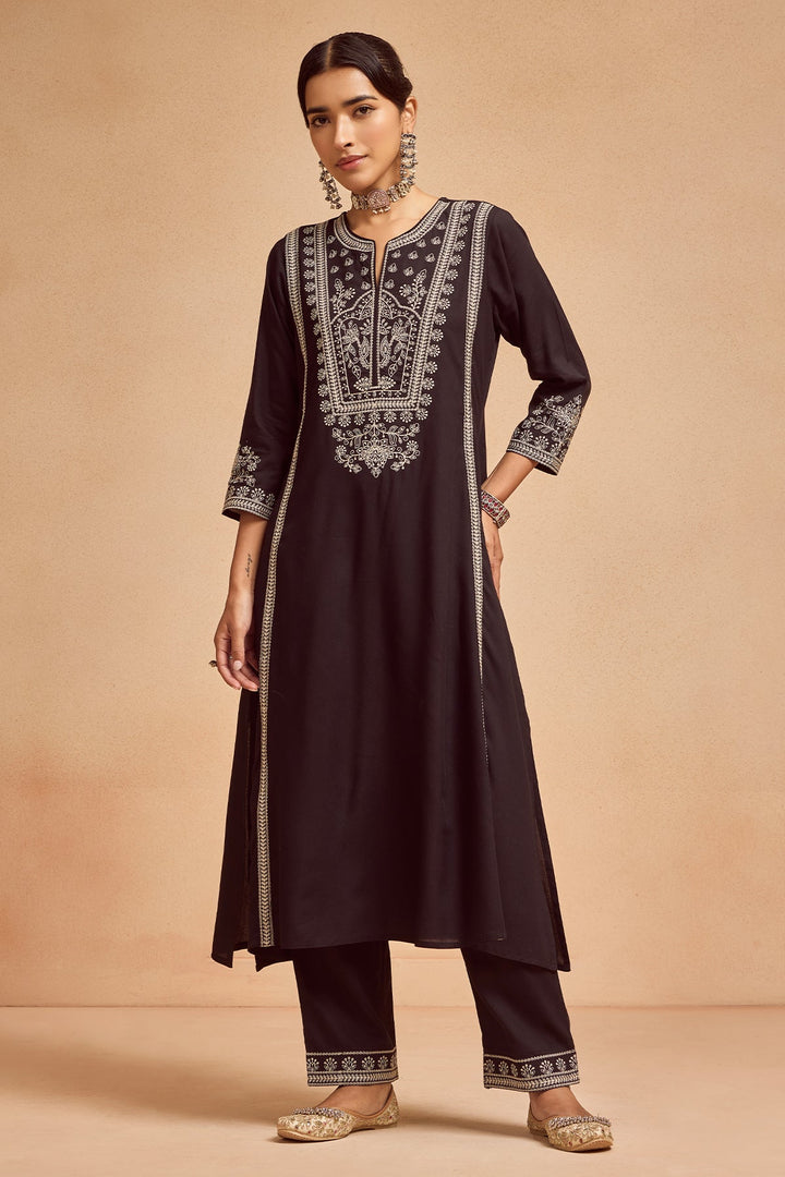 Black Embroidered Kurta Set